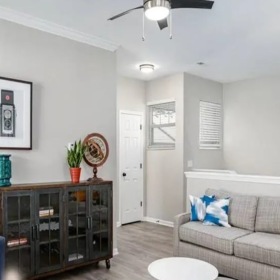 Living room with furniture and decor