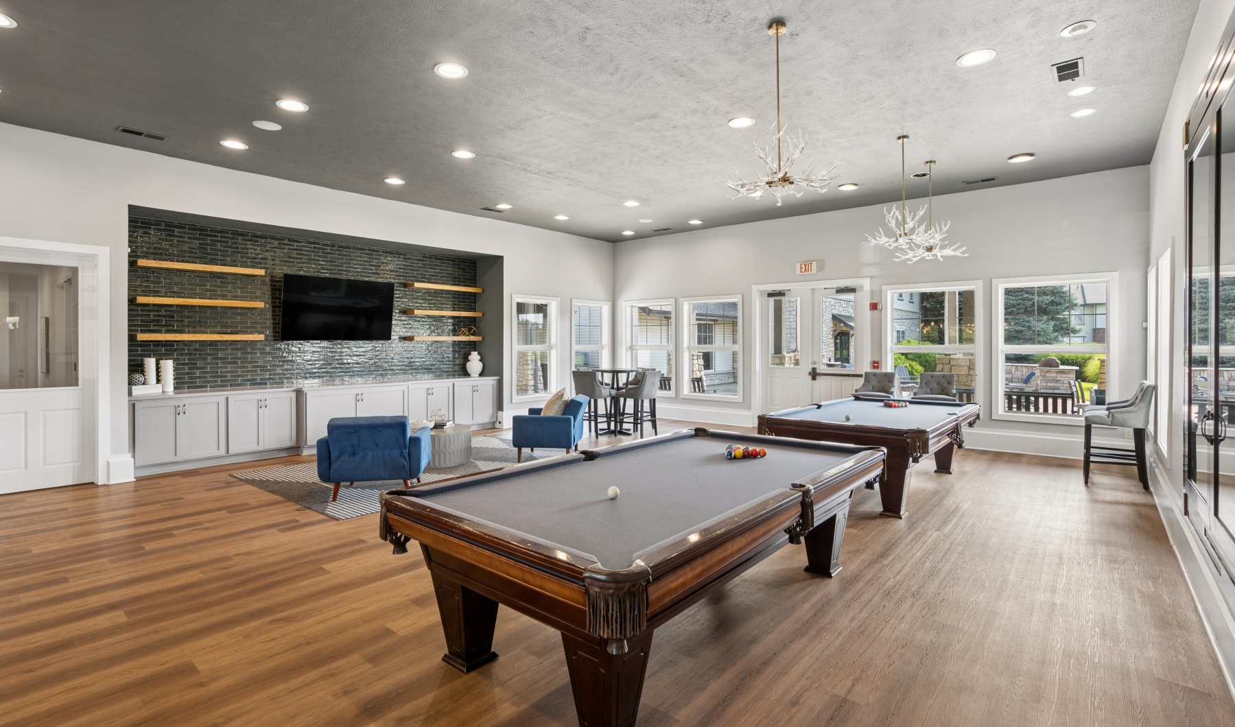 Clubhouse with pool table and lounge
