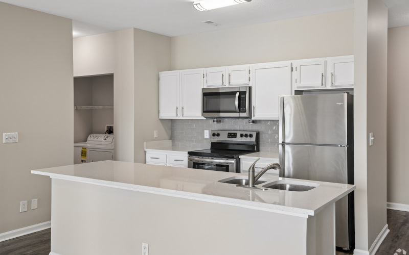 Modern kitchen with stainless steel appliances